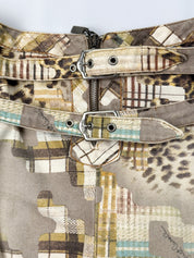 Just Cavalli 2000s Mixed Patchwork Print Pleated Mini Skirt - S/M