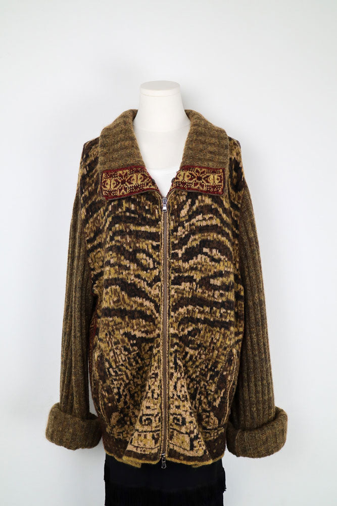 Class Roberto Cavalli 2000s Animal Print Knit Sweater – L