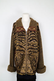Class Roberto Cavalli 2000s Animal Print Knit Sweater – L