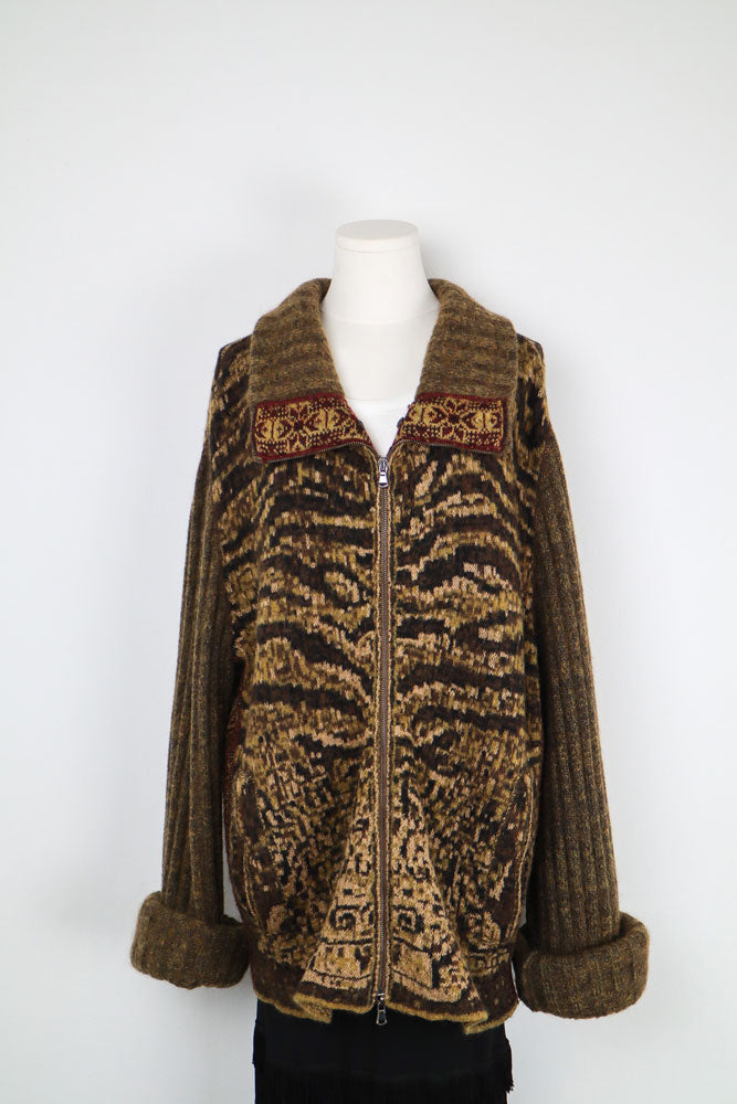 Class Roberto Cavalli 2000s Animal Print Knit Sweater – L