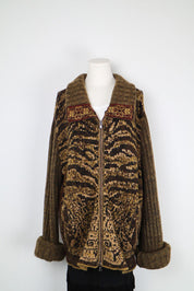 Class Roberto Cavalli 2000s Animal Print Knit Sweater – L