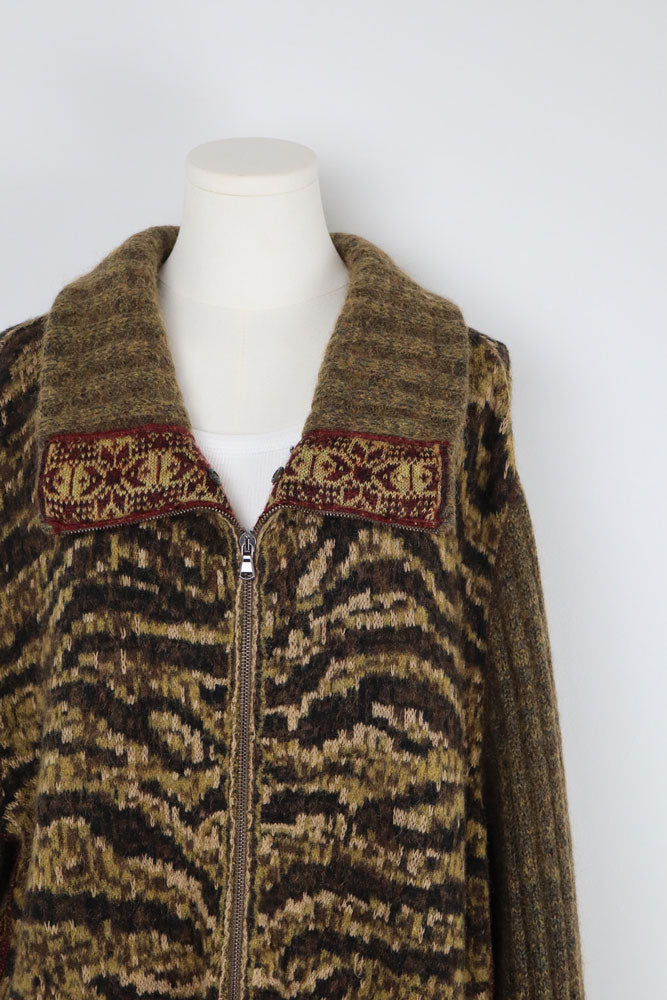Class Roberto Cavalli 2000s Animal Print Knit Sweater – L