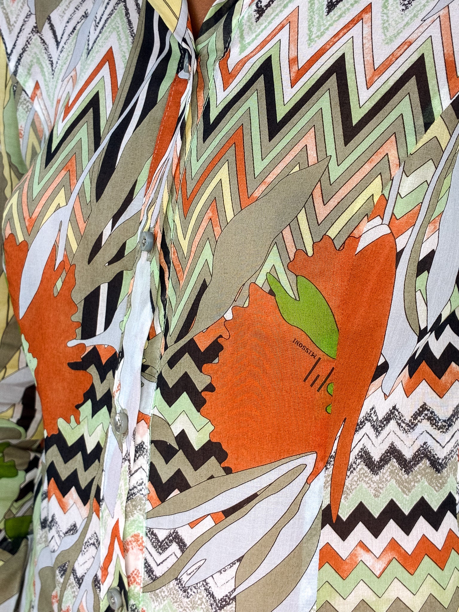 Missoni 2000s Foliage & Zigzag Print Cotton Shirt - S