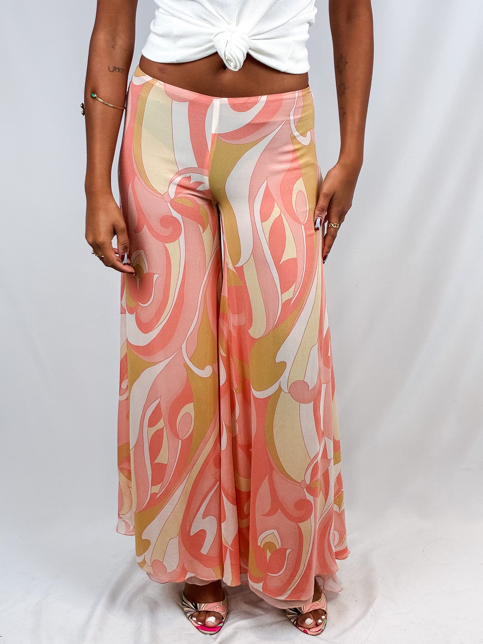 LIST Boutique 2000s Silk Swirl Print Palazzo Pants - XS/S