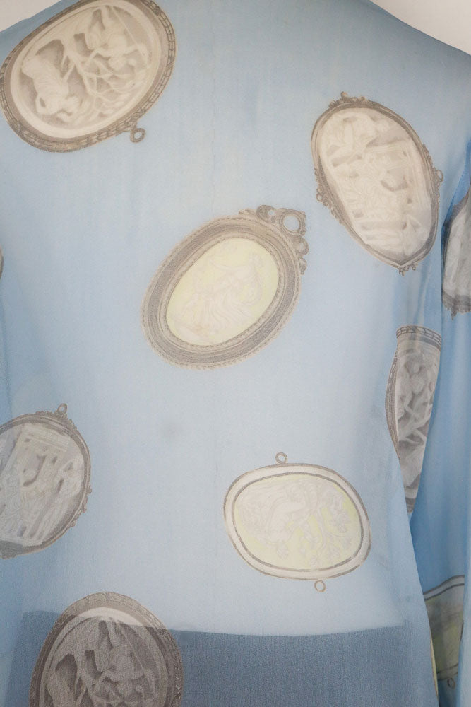 Blumarine Blue Silk Ruffle Blouse – M