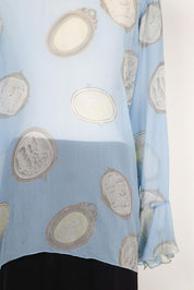 Blumarine Blue Silk Ruffle Blouse – M