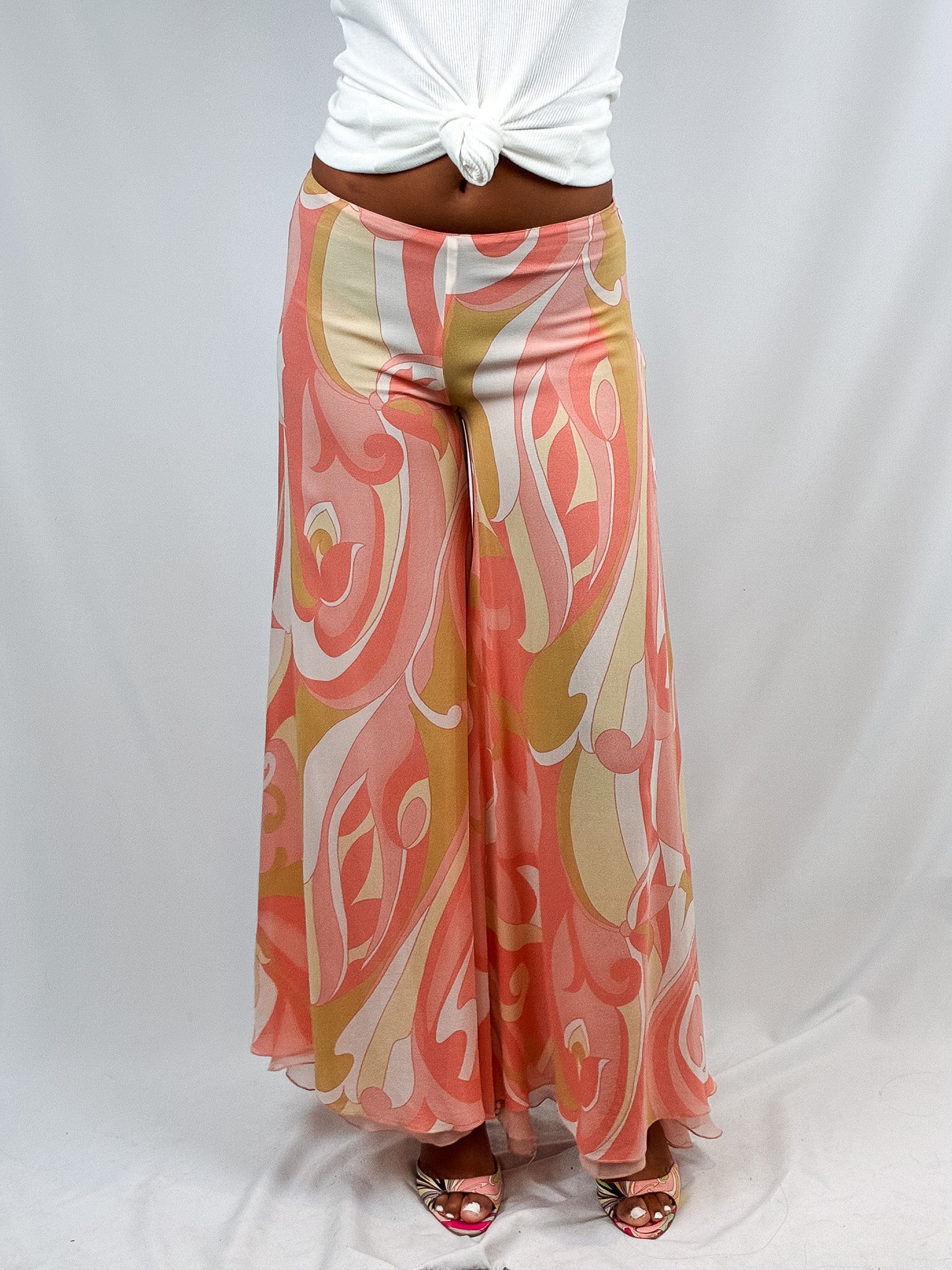 LIST Boutique 2000s Silk Swirl Print Palazzo Pants - XS/S