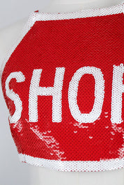 Moschino x Jeremy Scott SS2016 "SHOP" Sign Sequin Crop Top – S