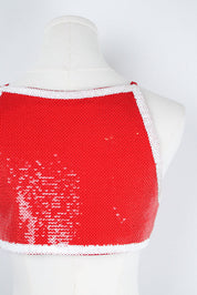 Moschino x Jeremy Scott SS2016 "SHOP" Sign Sequin Crop Top – S