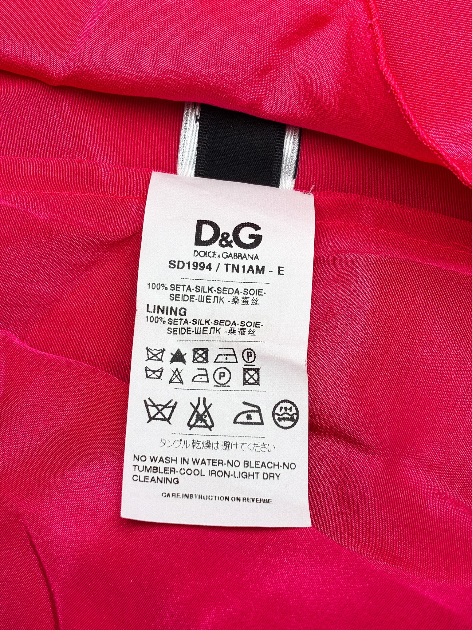 D&G 2000s Hot Pink Silk Backless Ruffle-Hem Halter Dress - M