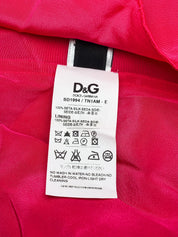 D&G 2000s Hot Pink Silk Backless Ruffle-Hem Halter Dress - M