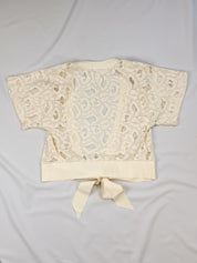 Pain de Sucre Cream Leopard Lace Wrap Top and Shorts Set - XS-S