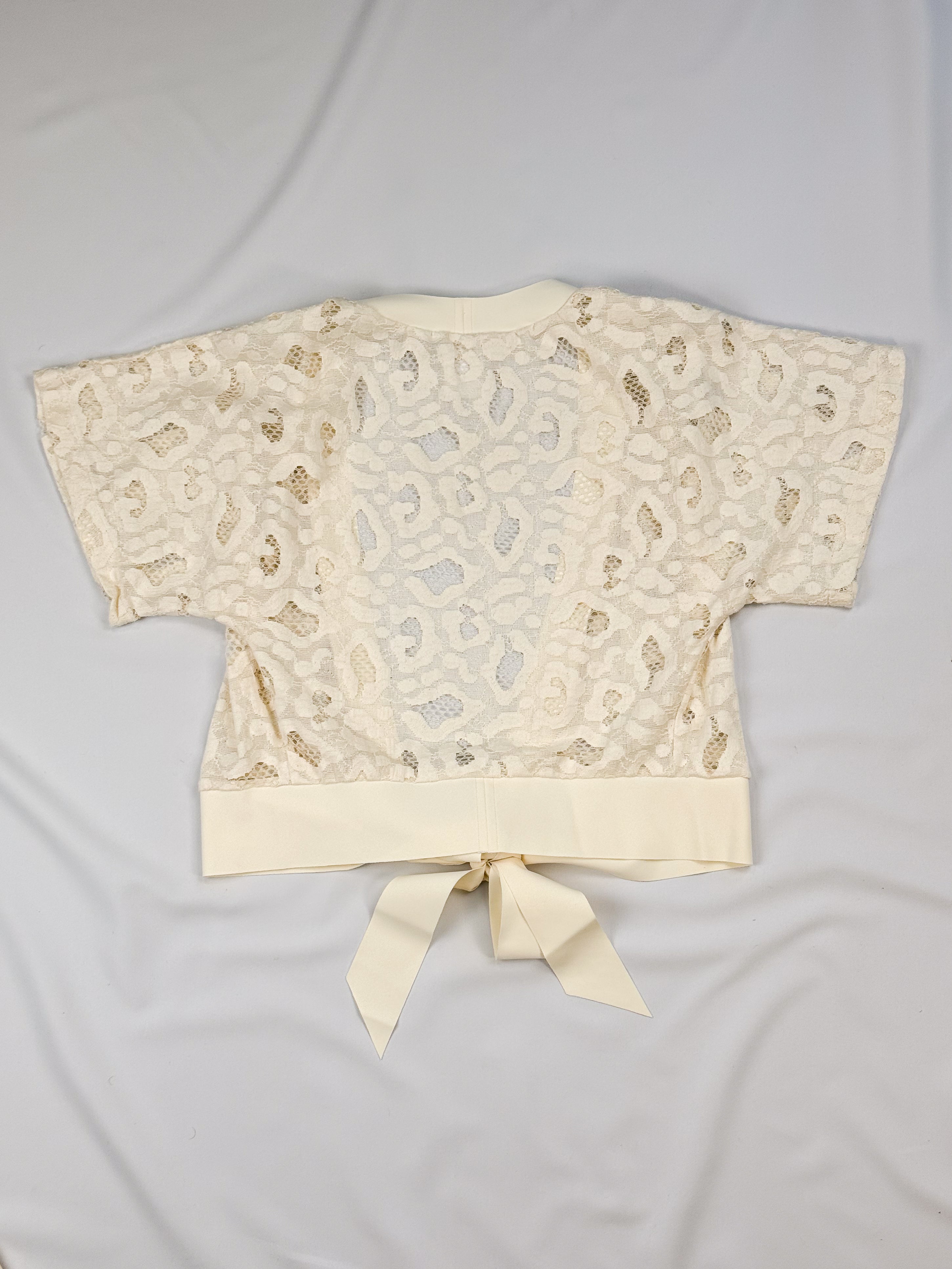 Pain de Sucre Cream Leopard Lace Wrap Top and Shorts Set - XS-S