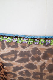 D&G 2000s Leopard Print Sheer Tank with Sequin Floral Trim – M