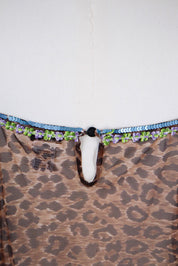 D&G 2000s Leopard Print Sheer Tank with Sequin Floral Trim – M