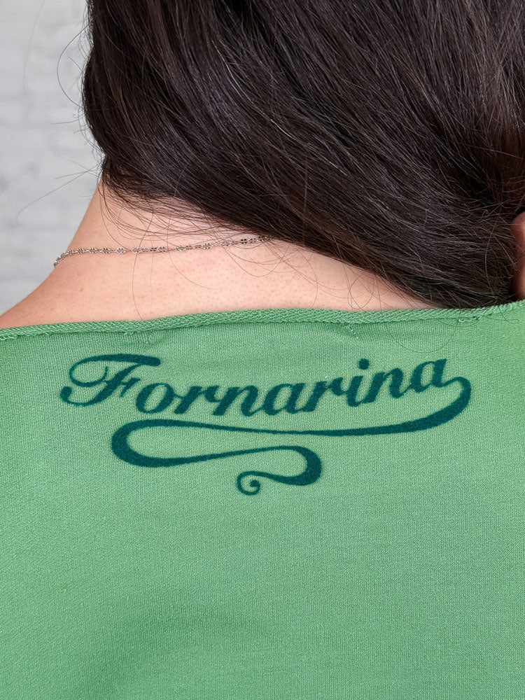 Fornarina 2000s Green Ruched Beaded Dress