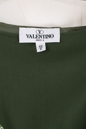 Valentino Miss V 1990s Forest Green Silk Floral Embroidered Midi Skirt – S/M