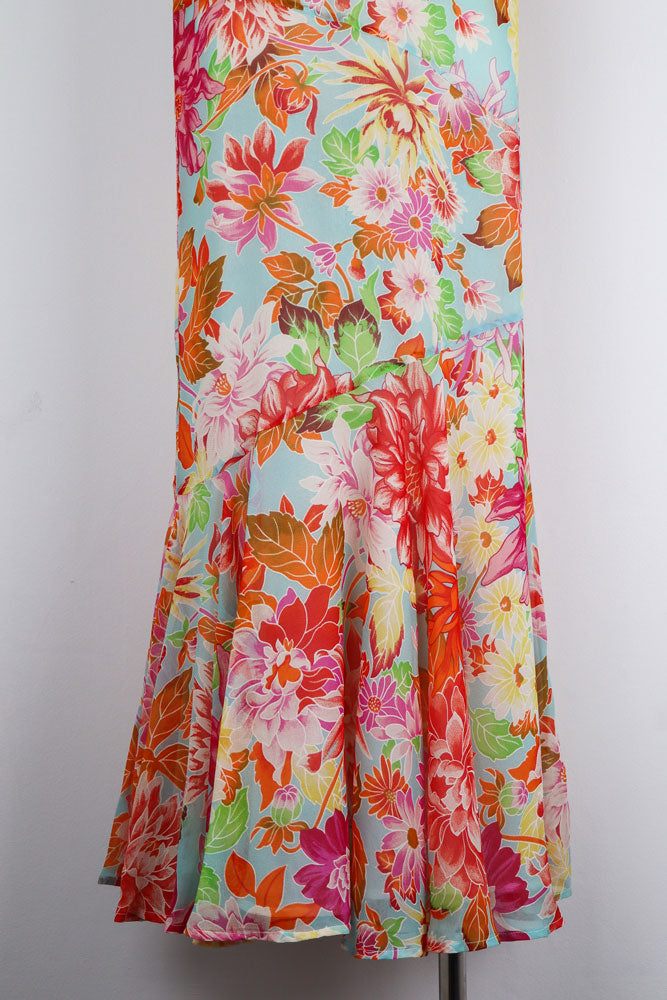 Kenzo Early 2000s Silk Floral Flared Skirt – S