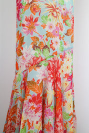 Kenzo Early 2000s Silk Floral Flared Skirt – S