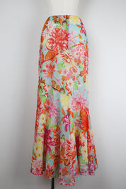 Kenzo Early 2000s Silk Floral Flared Skirt – S