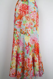 Kenzo Early 2000s Silk Floral Flared Skirt – S