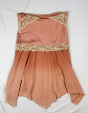 Pinko 2000s Dusty Rose Silk Beaded Handkerchief Midi Skirt - As Is - S/M