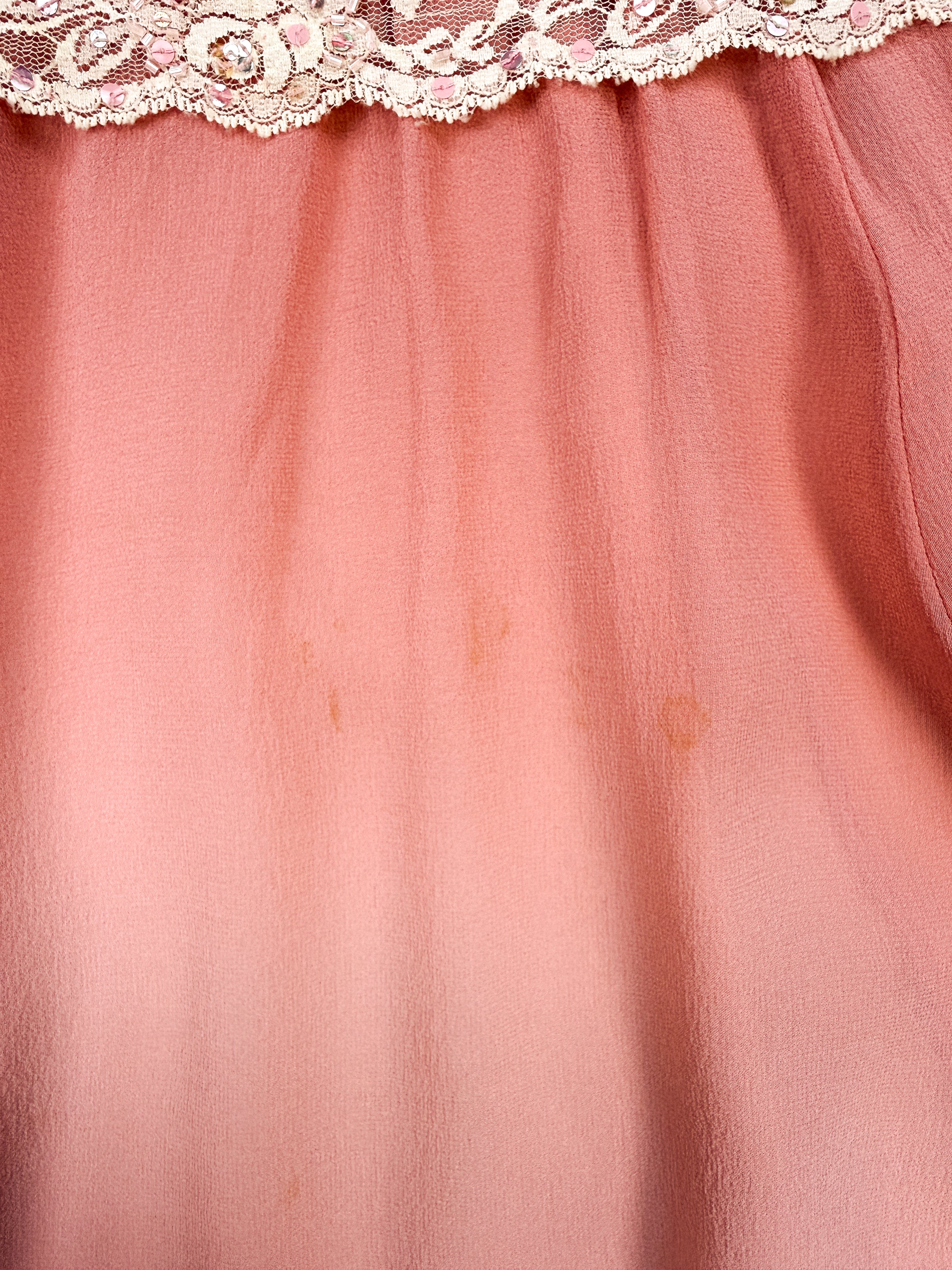 Pinko 2000s Dusty Rose Silk Beaded Handkerchief Midi Skirt - As Is - S/M