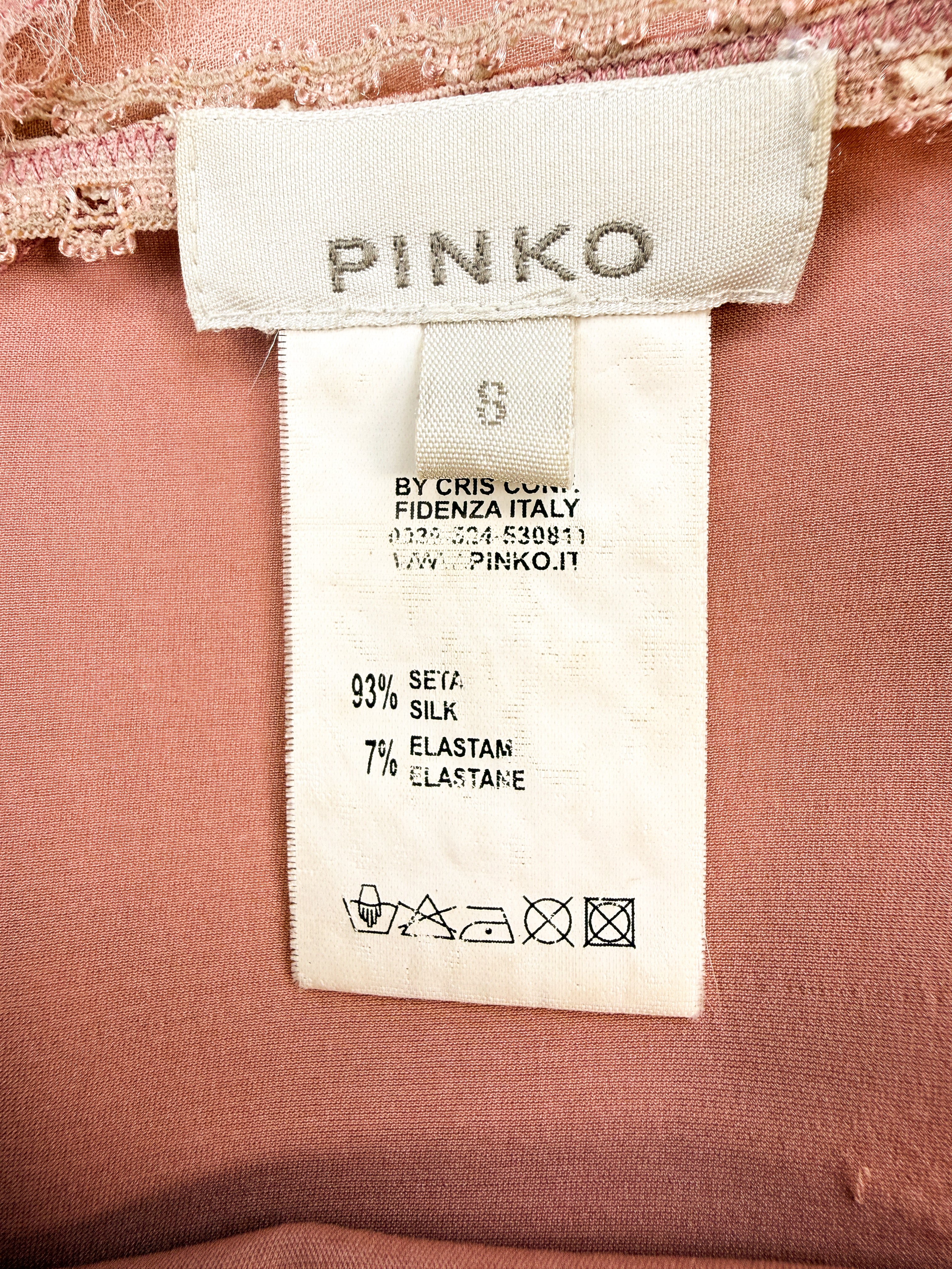 Pinko 2000s Dusty Rose Silk Beaded Handkerchief Midi Skirt - As Is - S/M