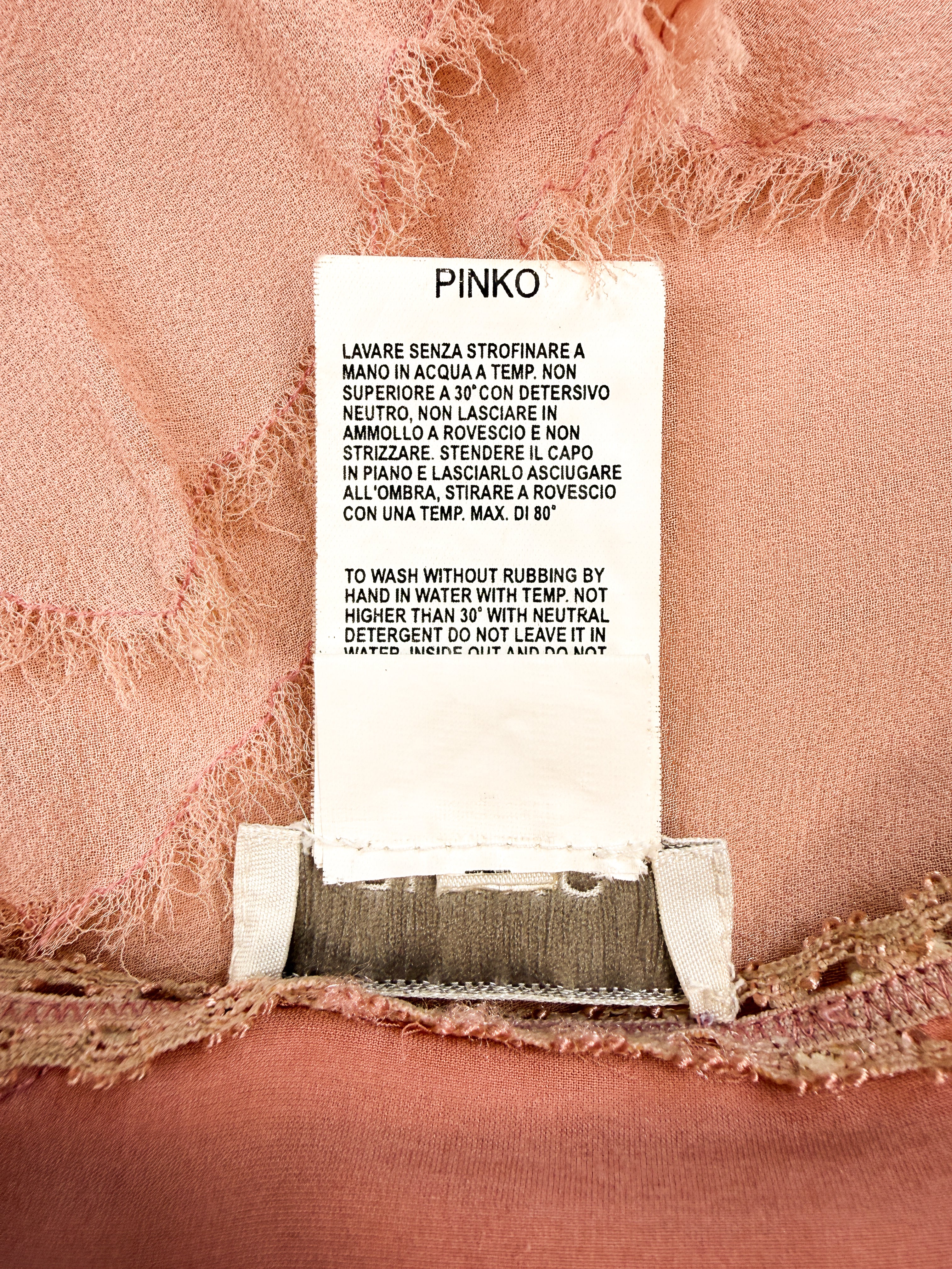 Pinko 2000s Dusty Rose Silk Beaded Handkerchief Midi Skirt - As Is - S/M
