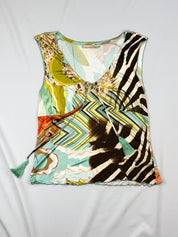 Roberto Cavalli Class 2000s Mixed Collage Print Sleeveless Top - M/XL