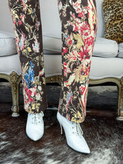 Just Cavalli 2000s Dark Floral Print Straight-Leg Jeans