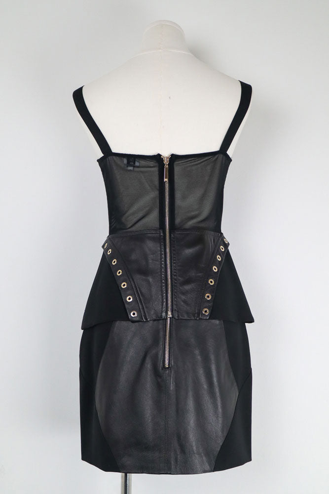 Gil Santucci 2000s Black Lamb Leather Lace-Up Two Piece Set – S/M
