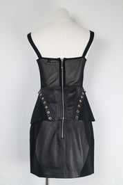 Gil Santucci 2000s Black Lamb Leather Lace-Up Two Piece Set – S/M