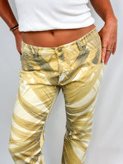 Just Cavalli 2000s Mustard Leaf Print Mid Rise Jeans - W33