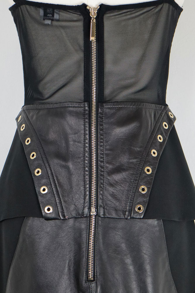 Gil Santucci 2000s Black Lamb Leather Lace-Up Two Piece Set – S/M