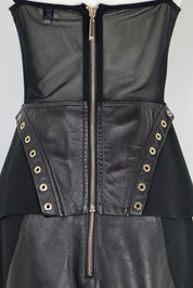 Gil Santucci 2000s Black Lamb Leather Lace-Up Two Piece Set – S/M