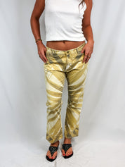Just Cavalli 2000s Mustard Leaf Print Mid Rise Jeans - W33