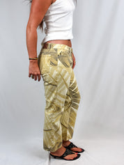 Just Cavalli 2000s Mustard Leaf Print Mid Rise Jeans - W33