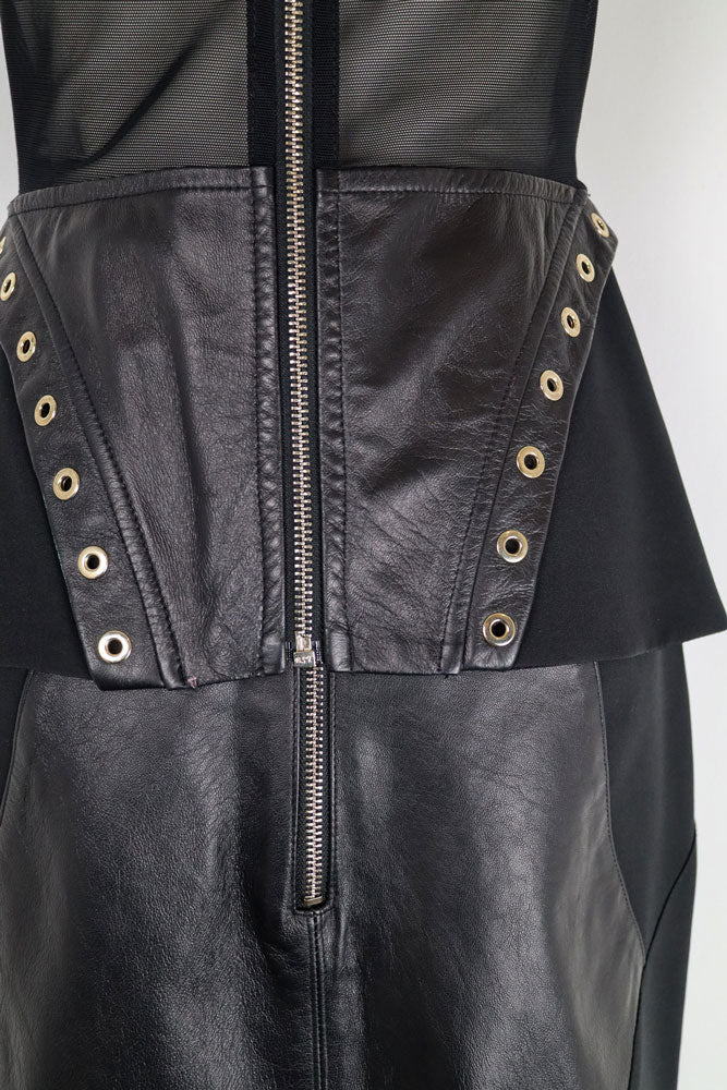 Gil Santucci 2000s Black Lamb Leather Lace-Up Two Piece Set – S/M