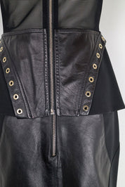 Gil Santucci 2000s Black Lamb Leather Lace-Up Two Piece Set – S/M
