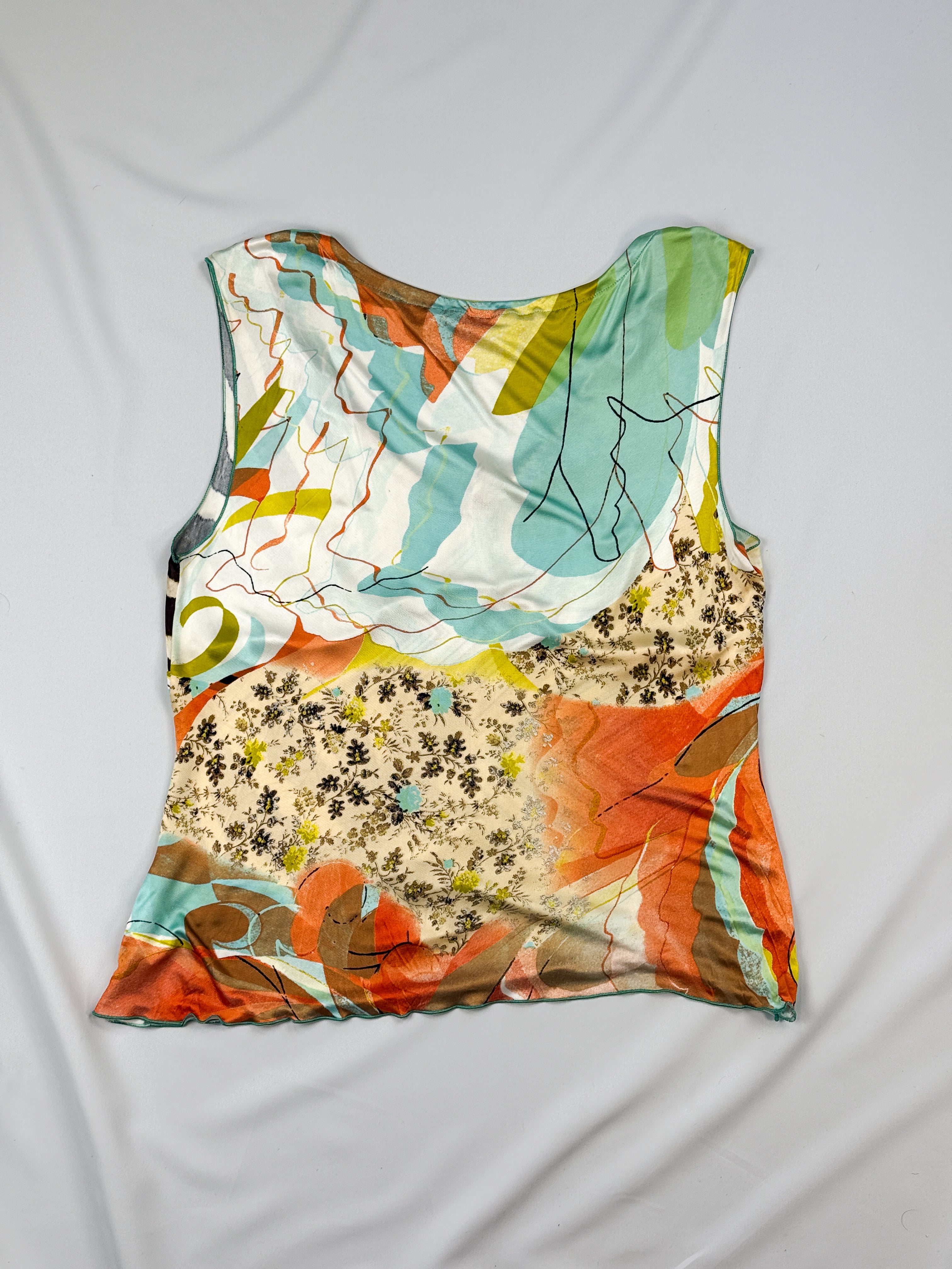 Roberto Cavalli Class 2000s Mixed Collage Print Sleeveless Top - M/XL