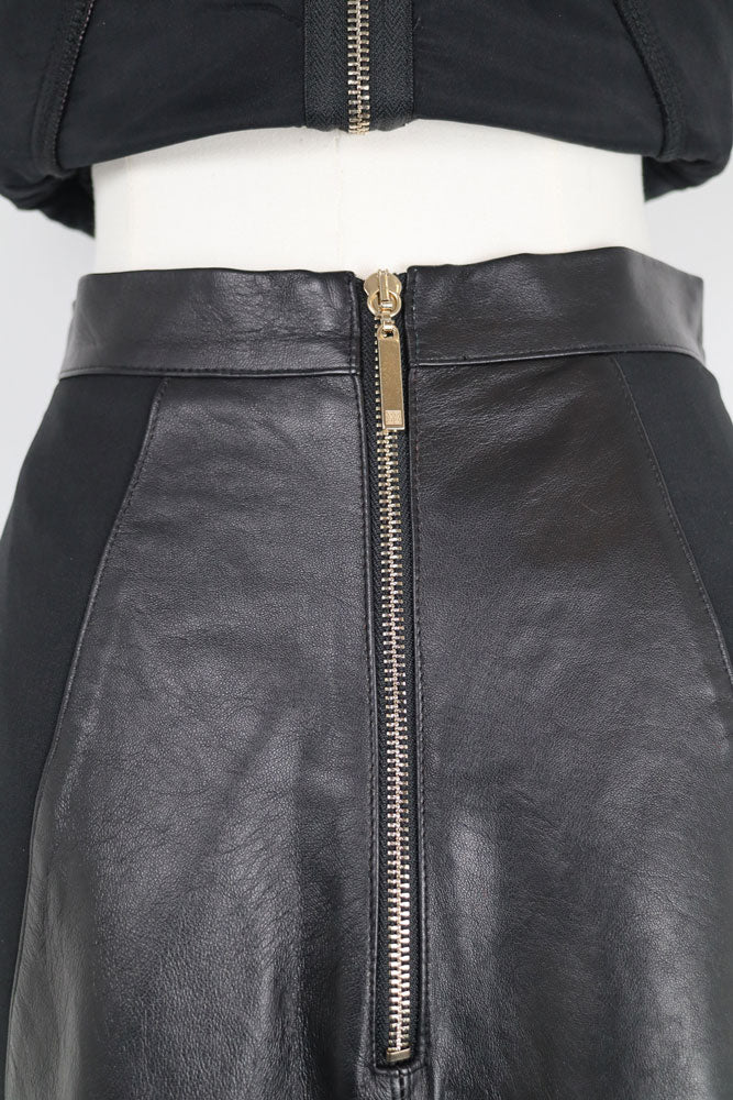 Gil Santucci 2000s Black Lamb Leather Lace-Up Two Piece Set – S/M