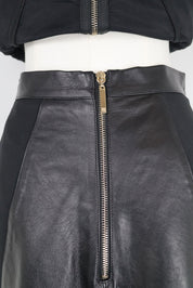 Gil Santucci 2000s Black Lamb Leather Lace-Up Two Piece Set – S/M