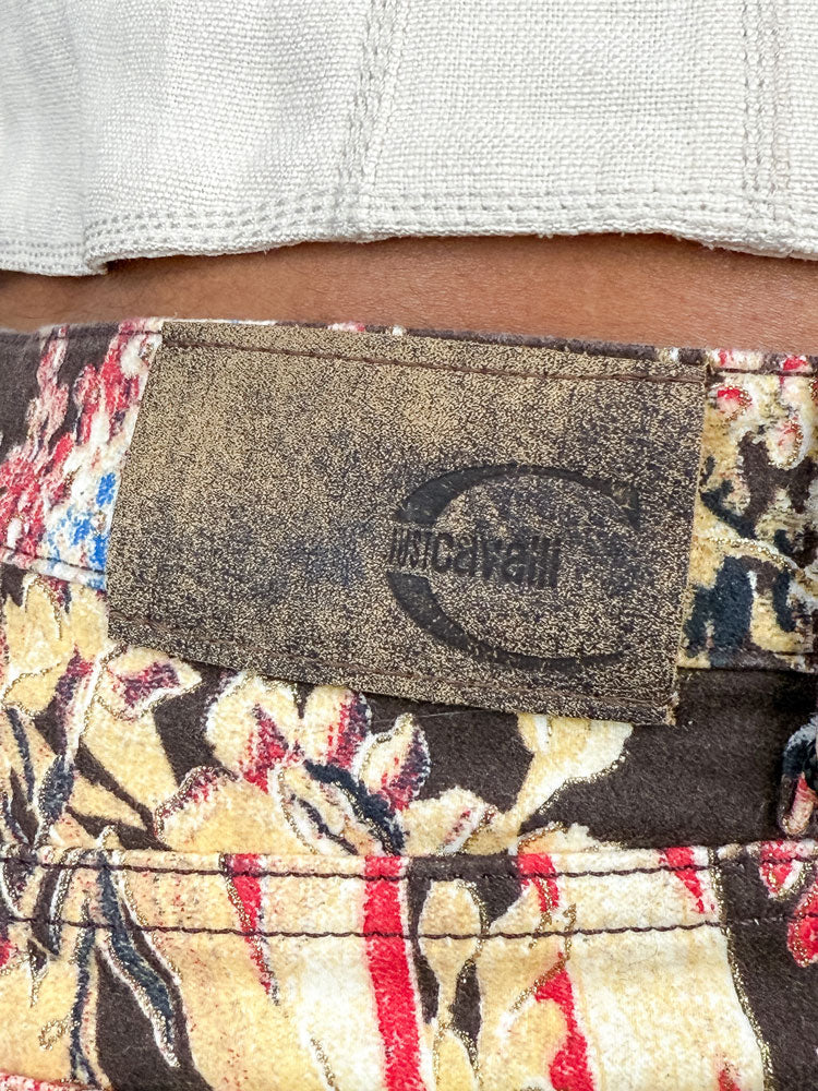Just Cavalli 2000s Dark Floral Print Straight-Leg Jeans