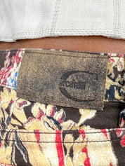 Just Cavalli 2000s Dark Floral Print Straight-Leg Jeans