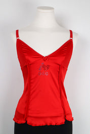 D&G 2000s Red Satin "I Love D&G" Cami Top – XS