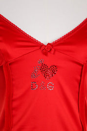 D&G 2000s Red Satin "I Love D&G" Cami Top – XS