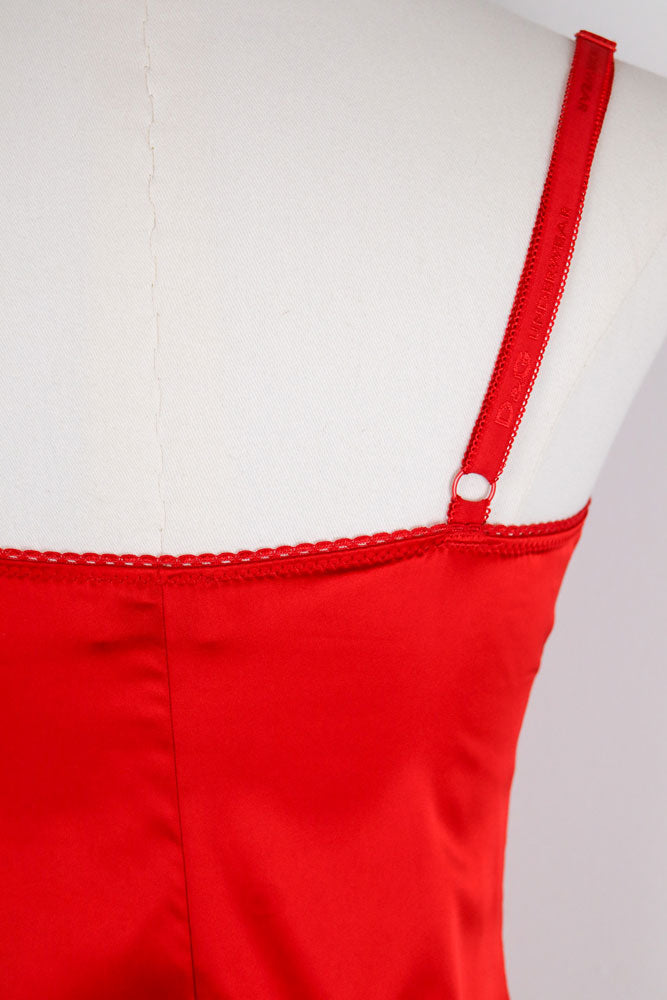 D&G 2000s Red Satin "I Love D&G" Cami Top – XS