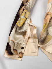 Roberto Cavalli 2000s Painterly Floral Silk Tie-Waist Blouse - S/M