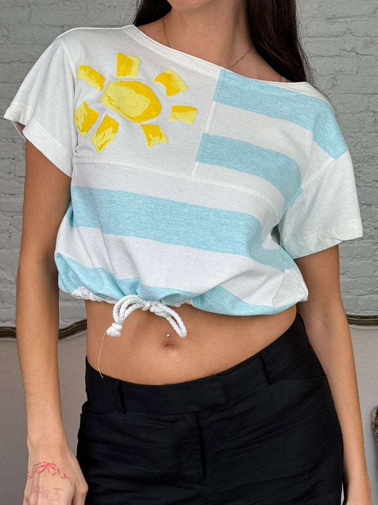 Courrèges 1990s Striped Sun Cropped Tee